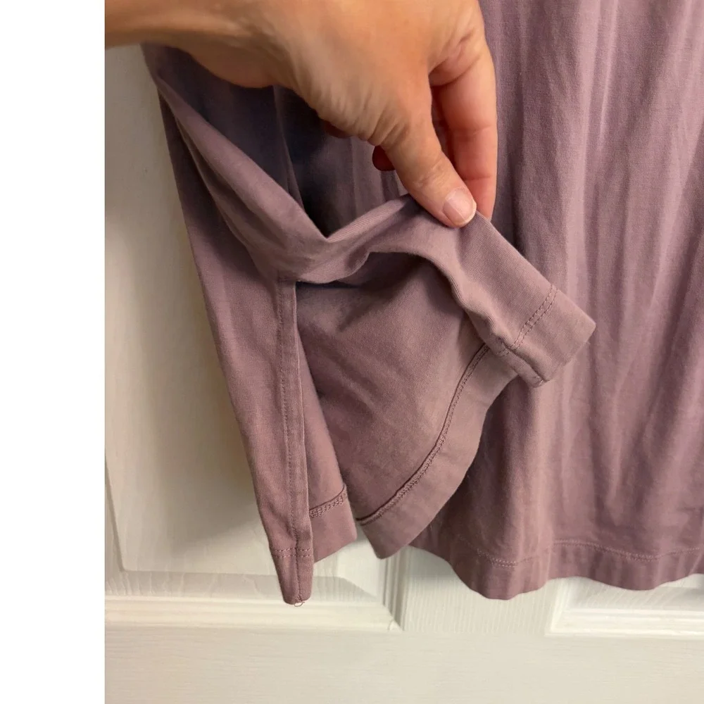 Duluth Trading Co Pima Cotton Modal Tunic Top Purple XL Long Sleeve Side Slit - Picture 2 of 7